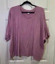 Old Navy Plush Knit Elbow Short Sleeve Sweatshirt Top Plus Size 3X Pink Mauve