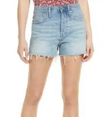 Relaxed Destroyed Raw Hem Denim Button Fly High Rise Shorts Size 30 NWT