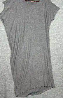 Athleta  Women's Relaxed Fit Gray T-Shirt Dress Assymetrical Soft Comfy  Size S