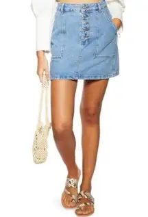 Topshop Denim Button Front Mini Jean Skirt Size 8