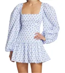 Caroline Constas Julian‎ Dress in Blue Toile Spot Mini Floral Square Neck Sz L