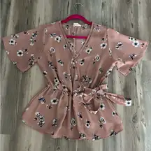 Sienna Sky Floral Wrap Blouse - Mauve