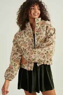 Altar's State Grandmacore Floral Tapestry Bomber Jacket Coat Women's Size Small