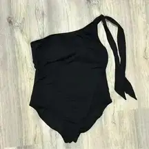 Kona Sol One Shoulder Asymmetrical One Piece Black Swimsuit Bathing Suit Size XL