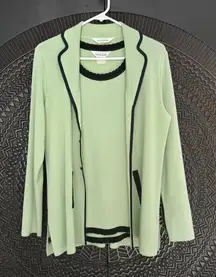 Exclusively Misook 2 PC Set Open Front Cardigan & Tank S M Knit Acrylic Slinky