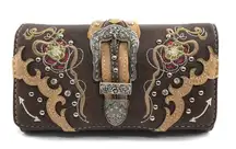 Daisy Floral Embroidery Buckle Wallet