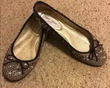 JIMMY CHOO BLING SPARKLE BALLET FLATS SHOES GUC 39.5