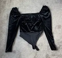 Miss Selfridge Black Velour Bodysuit SIZE 6