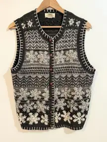 St Johns Bay Women’s Size large Sweater Vest Knit Vintage Fair Isle Wool