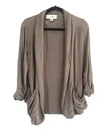 XXI Brown Waterfall Opened Front Slouchy Long Sleeve Cardigan Jacket Women Sz 8