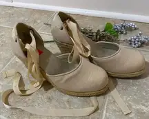 Women's Beige Espadrille Wedge Shoes