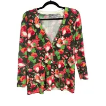 J. Jill Thick Knit Floral Button Front Cardigan