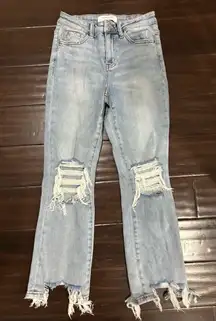 Lovervet by Vervet Kick Flare Distressed Light Blue Women's Jeans 26