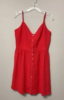 Molly Bracken Woven Button Front Dress Red Open Back Tie Women's Size Medium NWT