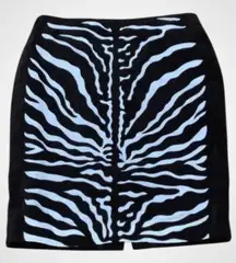 Etcetera Brown & White Zebra Print Velvet Midi Straight/Pencil Skirt Size 8