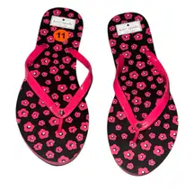 NEW Kate Spade Floral Flip Flop Sandals Slides Thongs Pink Black 11