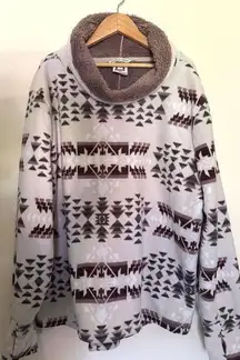 Avalanche Cozy Sweater | Gray and Brown Patterned | Sz Large | Cowl Neck