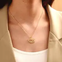 Dainty Eye Charm Necklace Gold OS