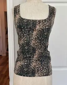 Snakeskin Print square neck Sleeveless Top Zara