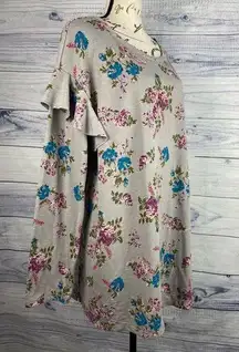 Lane Bryant Floral Sweatshirt Women Size 2X 18/20 Ruffle Long Sleeve Stretch