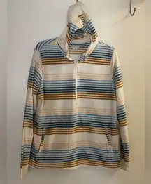 O’Neill ONeill Womens Polar Fleece Half Zip Hoodie M Ivory Blue Brown Beach