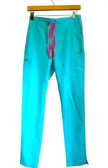 Yola - Tall Skinny Scrub Pants XST  Neon Blue Pink Tie