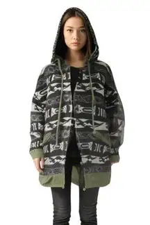 Sloane Rouge Women's Jackets Hooded Aztec Print Geometric Tribal Printed Dino M