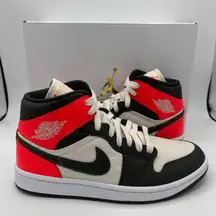 NWB 1 Mid SE Light Orewood Brown/ Newsprint Sneakers