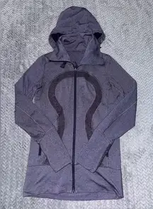 Lululemon Womens‎ Stride Zip Up Hoodie High Collar Heathered Purple Fitted Sz 6