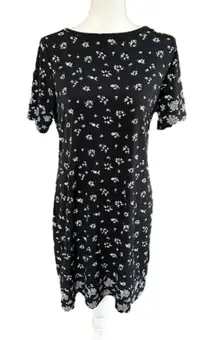 Michael Kors Black Allover‎ Floral Print Short Sleeve Shirt Dress Size M