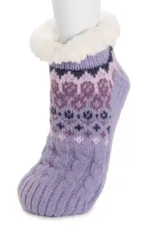 NWT Muk Luk Slipper Socks short cabin lavender purple small non slip