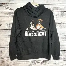 Life Is Better With A Boxer Gray ring Spun Hoodie Sweatshirt M