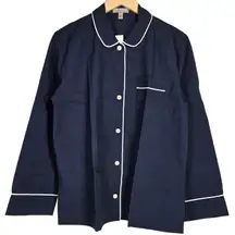 J. Crew End-on-end‎ cotton long-sleeve pajama Top Navy S NWT
