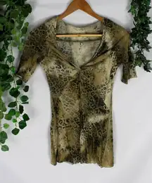 Calvin Klein Animal Print Knot Front Top S