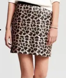 BANANA REPUBLIC Mini Skirt Leopard Sequin 8 petite Mob Wife