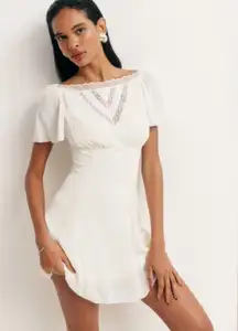 Reformation Malena Mini Dress Size 12 Ivory White