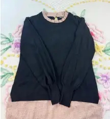 Adrianna Papell Black Pink Polka Dot‎ Layered Sweater Size S