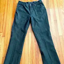 Guess Jeans Vintage 90’s black gold metallic thread Bootcut high rise jeans 29”