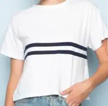 Brandy Melville White & Navy Blue Stripe Tee