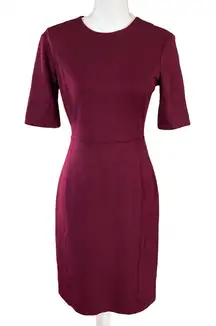 Babaton Aritzia Size 6 Burgundy Sheath Dress Ponte Knit