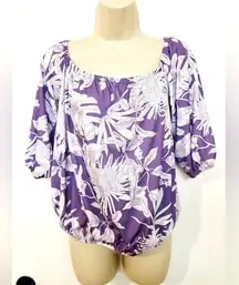 Revolve Off Shoulder  Floral Blouse  Elastic Stretch Size M