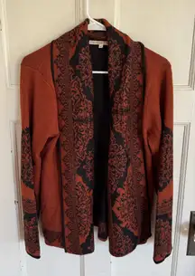 The Alpaca Collection Peruvian copper floral scroll open cardigan size medium