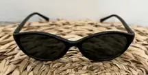 Unbranded 1990s Retro Mod Black Oval Slim Narrow Frame hand polished Sunglasses