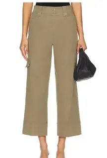 Spanx Stretch Twill Cropped Wide Leg Trouser In Olive XL