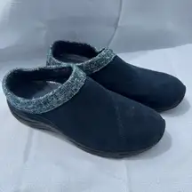 Vionic Arbor Navy Suede Knit Collar Orthopedic Clogs Sz 6W Slip-On Comfort