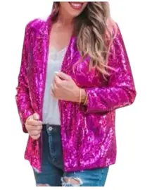 Jess Lea Sequin And The‎ City Blazer Pink Sparkly Jacket Women Size Small NWT
