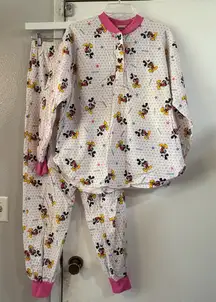 Vintage Disney Mickey Mouse Pajama Set Joggers All Over Print Novelty Rare M