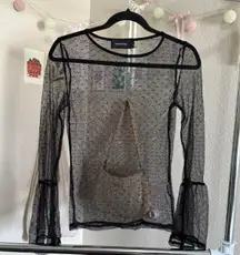 ୨୧ ･ﾟ✧  Sheer Long Sleeve Flared Sleeves Top