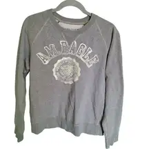 American Eagle Grey Vintage Fit Logo Crewneck Women Pullover Sweater Size Medium