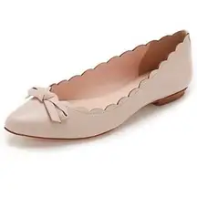 Kate Spade  Eleni Flex Blush Pink Scalloped Leather Point Toe Ballet Flats 8.5